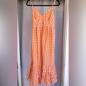 Orange Gingham Maxi Dress